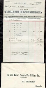 ST THOMAS Ontario 1891 Letterhead & Return Envelope. Ideal Washer Co - Picture 1 of 2