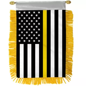 1 Dutzend dünne gelbe Linie Mini Banner 4x6 Zoll dünne Linie Abschleppspiegel hängende Flagge - Bild 1 von 2