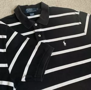 Polo Ralph Lauren Rugby Uomo XL Nero Bianco Maglia a Righe Manica Corta - Foto 1 di 12