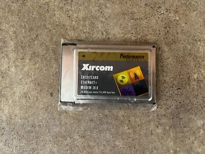 XIRCOM PS-CEM28 PCMCIA PERFORMANCE SERIES CREDITCARD ETHERNET+ MODEM N4-3(5) - Image 1 of 3