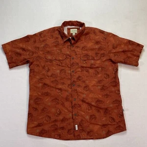 Cabelas Shirt Mens XL Vented Fishing Button Up Burnt Orange Fish Print Outdoor - Picture 1 of 19