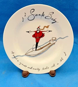 Pottery Barn Santa Baby Christmas Salad Plate Want a Yacht and That's Not A Lot - Picture 1 of 5