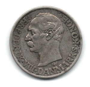 1911 Denmark 25 Ore, Silver Coin - King Frederik VIII - Picture 1 of 2