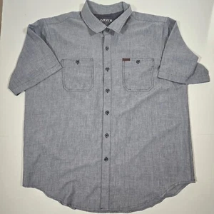 Orvis Shirt Mens XL Gray Logo Classic Performance Fishing Short Sleeve Button Up - Picture 1 of 6
