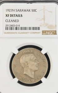 1927H  Sarawak 50c silver coins XF DETAILS - Picture 1 of 8