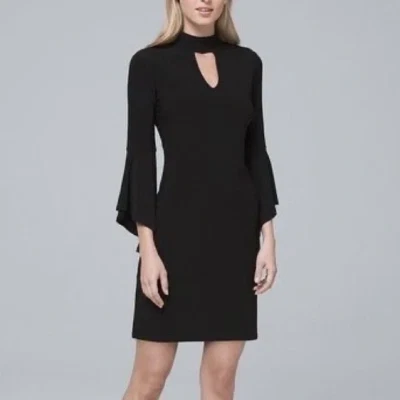 White house black market NWT stretch black Keyhole Neck Flounce sleeve Dress, XL - Image 1 of 4