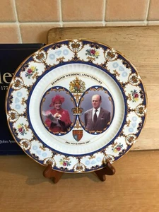 Aynsley Plate -Queen Elizabeth II/Prince Philip Diamond Wedding Anniversary- Box - Picture 1 of 10