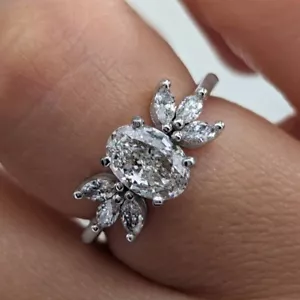 IGI Lab Grown 1,40 ct Ovalschliff Verlobungsring 14 K Weißgold Diamant - Bild 1 von 14