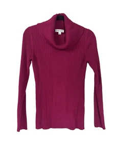 Suéter Minimalista Dressbarn Y2K Mujer Mediano Magenta Acanalado Tejido Cuello Alto - Imagen 1 de 7