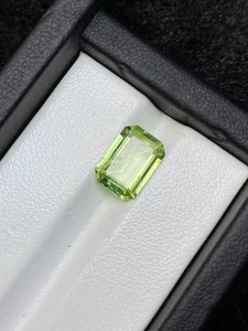 3.05 ct Natural Neon Green Peridot Emerald Cut Faceted Gemstone - Picture 1 of 6