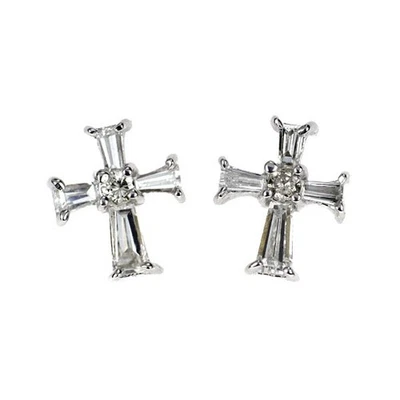 Pendientes de diamantes cruzados K18WG 0.46ct - Auténtico envío gratuito... - Imagen 1 de 3