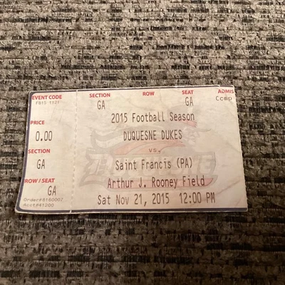 Boleto de fútbol Duquesne vs San Francisco - 21 de noviembre de 2015 - CHRISTIAN KUNTZ Foto 1 de 2