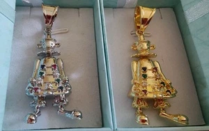 Large Clown Pendant Colored Crystal Stones Gold Silver Comes Gift Boxed B33 - Picture 1 of 11