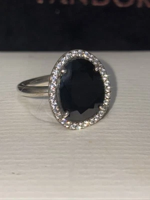 Auténtico Anillo Pandora Negro Espinela Circonita cúbica Halo Legado Talla 5 (50) Foto 1 de 4