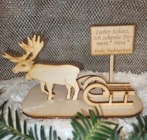 Weihnachts - Geld- Gutscheingeschenk Rentier mit  3D Schlitten und Schild - Bild 1 von 34