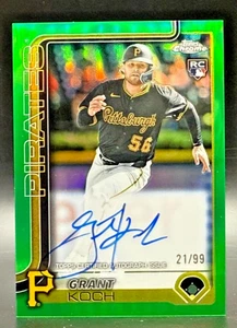 2025 Topps Chrome Grant Koch Green Refractor Auto/99 #RA-GKO Pirates Rookie RC - Imagen 1 de 2