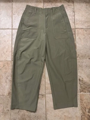 Athleta Skyline High Rise Barrel Leg Pant Womens Size 8 Olive Green Comfort EUC - Image 1 of 4