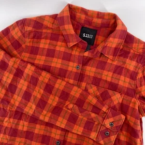 5.11 Tactical Damen Flanellhemd klein kariert Langarm Button Down orange - Bild 1 von 8