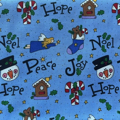 3yds Trena's Little Bits Of Christmas Fabric Snowman Angel Gingerbread 46”w - Image 1 of 3