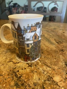 Dunoon Coffee Mug Cup Christmas England, Villagers, Snow - Picture 1 of 4