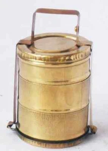 Vintage Brass Lunch Box Dollhouse Small Miniature 1.6*1.6*3.5 inch - Picture 1 of 4