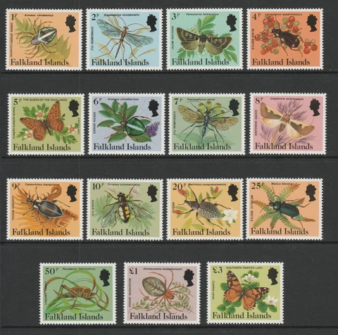 Falkland Islands 1984-86 Insects & Spiders set SG 469A-483A Mnh Cover