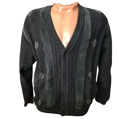 Cárdigan para hombre Norm Thompson gamuza acento lana acrílico suéter Foto 1 de 4