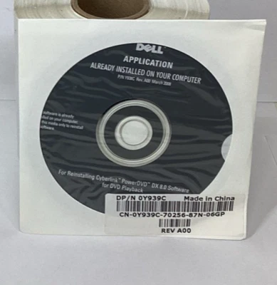 N.I.B. Software Dell Application CD 0Y939C Y938C PowerDVD DX 8.0 Foto 1 de 2