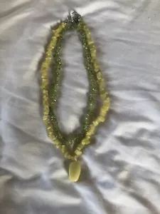 Vintage Yellow jade and peridot necklace - Picture 1 of 4