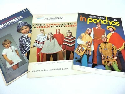 Columbia Minerva Knit Crochet Lot of 3 Pamphlets Poncho Parka Togs Toddlers - Image 1 of 4