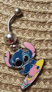 Stitch Surfing lilo friend Belly Ring Navel Ring 14G Surgical Steel Dangle