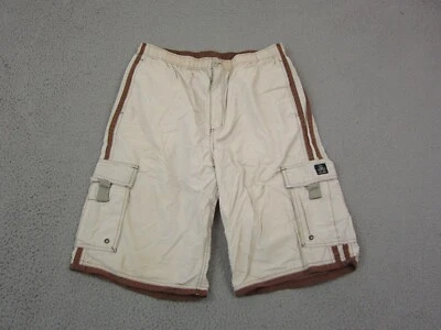 Pantalones Cortos Decibel De Colección Para Hombre Medianos Beige Marrón Rayas Utilidad Carga Años 90 Natación Foto 1 de 4