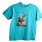 Hanes Beefy T Lake Arrowhead Turquoise White Tail Deer Applique M/L T-Shirt