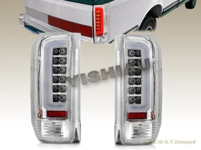 1989-1996 Ford F150 Bronco F250 F350 Truck LED Tube CHROME Tail Lights - Image 1 of 4