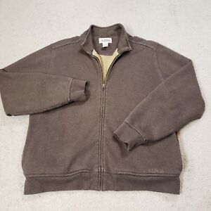 LL Bean Jacket Men Medium Brown Katahdin Iron Works Sherpa Lined Zip Sweatshirt