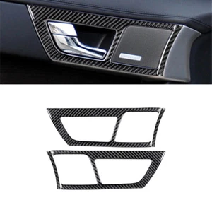2Pcs For Jaguar XF 2009-11 Carbon Fiber Front Door Handle Bowl Panel Cover Trim - Foto 1 di 10