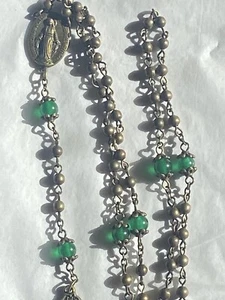 Beautifil Antique Green Jade Bronze Rosary - Picture 1 of 4
