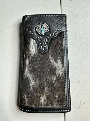 Cartera para hombre Montana West de cuero genuino con pelo Foto 1 de 3