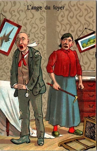 Postal vintage del ángel del hogar hombre y mujer B172 - Imagen 1 de 2