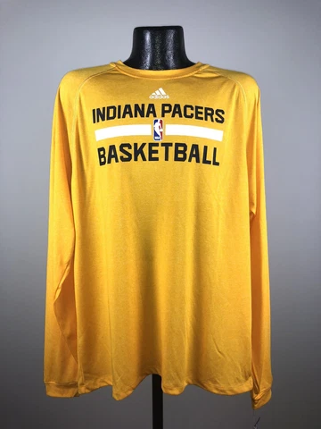 Men's Indiana Pacers Adidas Yellow Climalite Performance Long Sleeve Tee NWT XL Cover