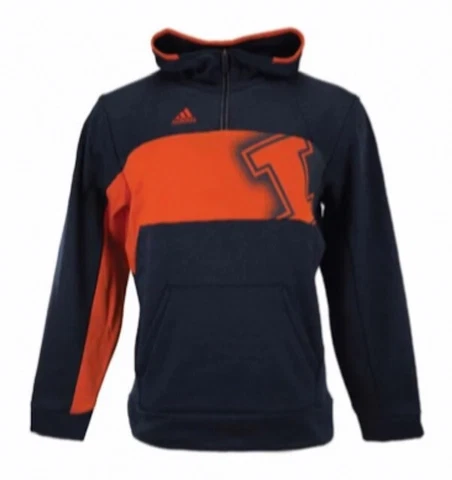 Illinois Fighting Illini Adidas Navy Climawarm 1/4 Zip Player Fleece Hoodie NEW! Cover