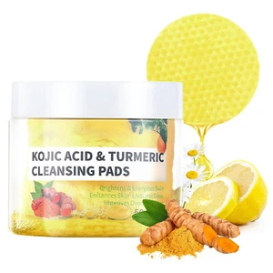 Turmeric Kojic Acid Pads Turmeric&Kojic Cleansing Pads Facial Sponges Exfoliate - Picture 1 of 7