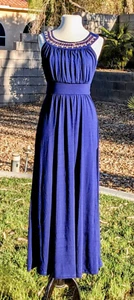 Sandiva Royal Blue Embellished Sleeveless Long Maxi Dress Sz Sm MISSING 1-JEWEL - Picture 1 of 5