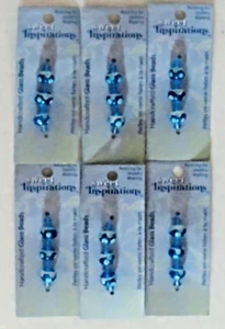 6 Sweet inspirations Handcrafted Blue Dot Glass Beads retail carded beading - Picture 1 of 2
