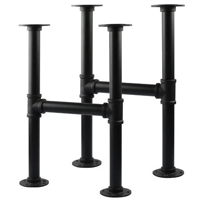 2 Pcs 16 Inch Industrial Table Leg Set Grey Steel Metal Pipes Vintage Furniture - Image 1 of 4