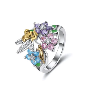 Fairy Rings for Girls and Women Winged Angel Flower Cubic Zirconia Ginger Lyne - Picture 1 of 12