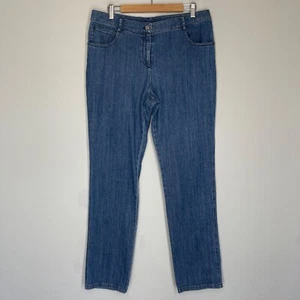 St John Sport Denim Jeans Women's 12 Straight Medium Wash High Rise Cotton - Picture 1 of 14
