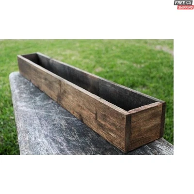 Maceta organizadora larga de madera refinada y caja de almacenamiento multiusos, 45x10x6 cm Foto 1 de 2