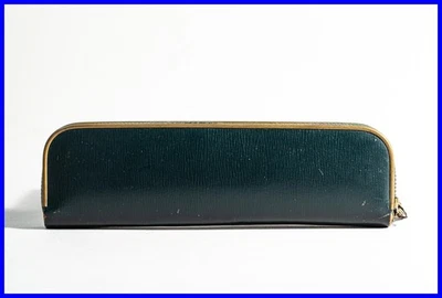 Estuche de cuero verde oscuro vintage de los años 50 con cremallera pasadores F.2 Foto 1 de 4