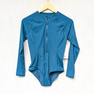 NWT Athleta Sun Shield One Piece Coastal Teal Rashguard Swimsuit, size XS - Image 1 of 4